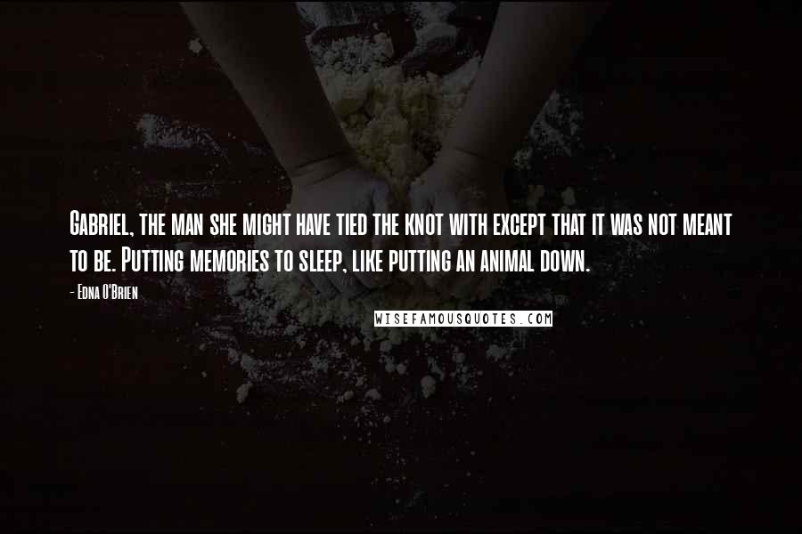Edna O'Brien Quotes: Gabriel, the man she might have tied the knot with except that it was not meant to be. Putting memories to sleep, like putting an animal down.