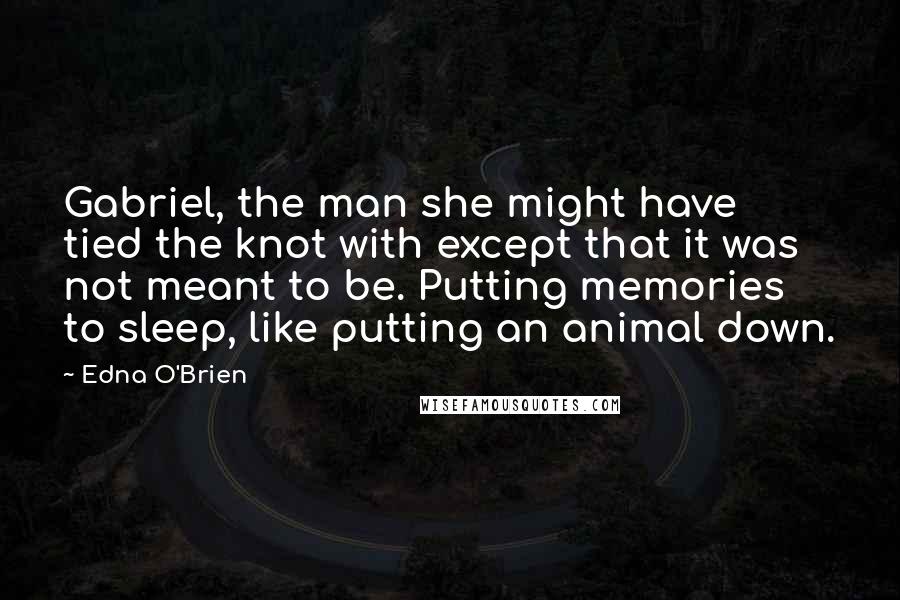 Edna O'Brien Quotes: Gabriel, the man she might have tied the knot with except that it was not meant to be. Putting memories to sleep, like putting an animal down.