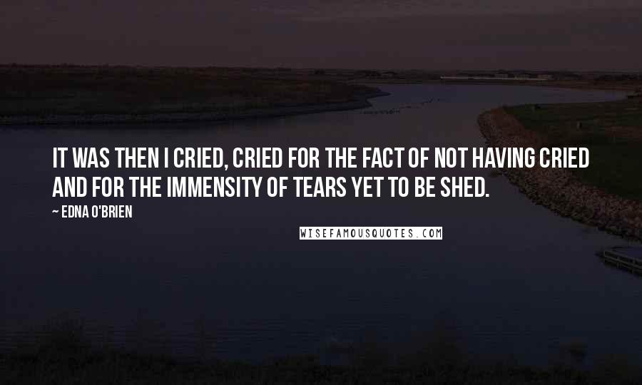 Edna O'Brien Quotes: It was then I cried, cried for the fact of not having cried and for the immensity of tears yet to be shed.