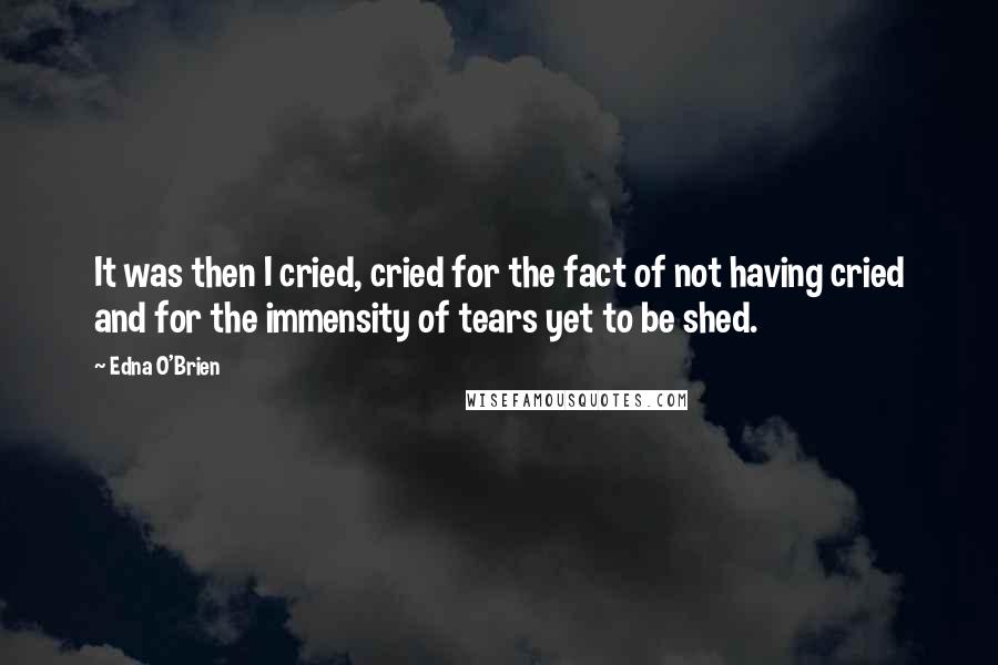 Edna O'Brien Quotes: It was then I cried, cried for the fact of not having cried and for the immensity of tears yet to be shed.