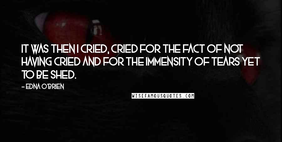 Edna O'Brien Quotes: It was then I cried, cried for the fact of not having cried and for the immensity of tears yet to be shed.