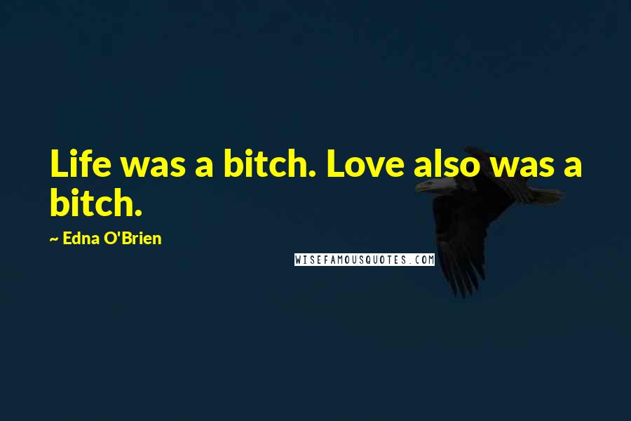 Edna O'Brien Quotes: Life was a bitch. Love also was a bitch.