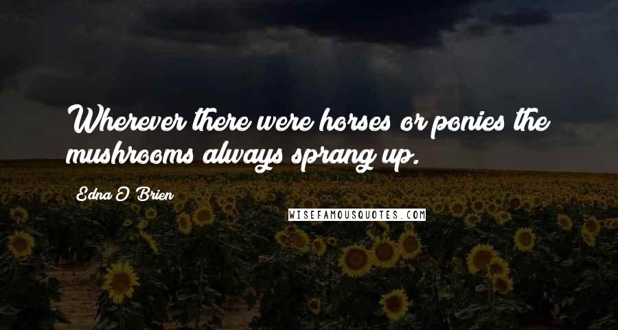 Edna O'Brien Quotes: Wherever there were horses or ponies the mushrooms always sprang up.