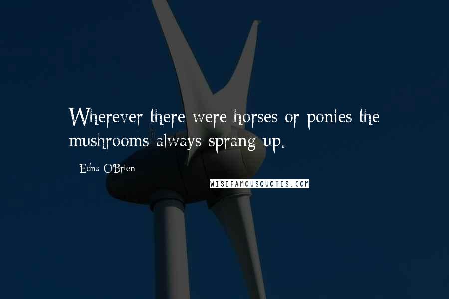 Edna O'Brien Quotes: Wherever there were horses or ponies the mushrooms always sprang up.