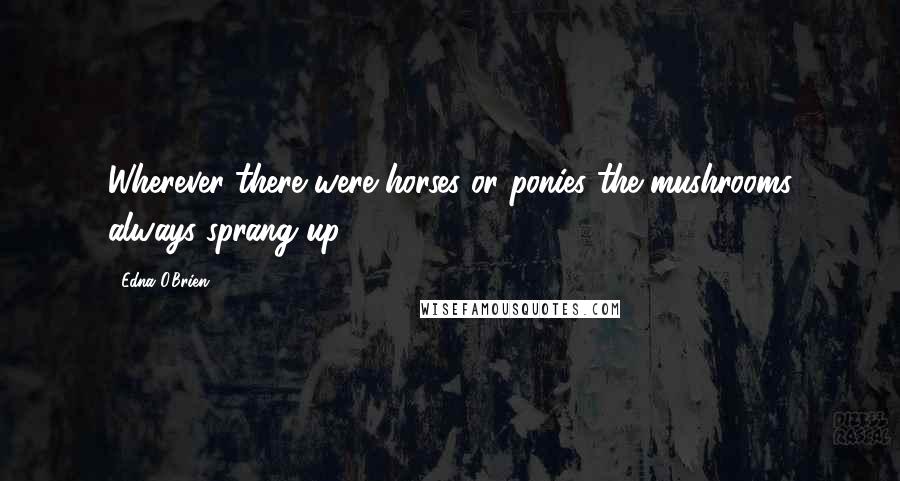 Edna O'Brien Quotes: Wherever there were horses or ponies the mushrooms always sprang up.