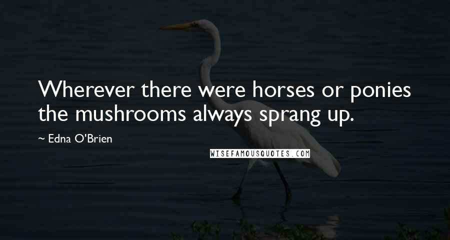 Edna O'Brien Quotes: Wherever there were horses or ponies the mushrooms always sprang up.