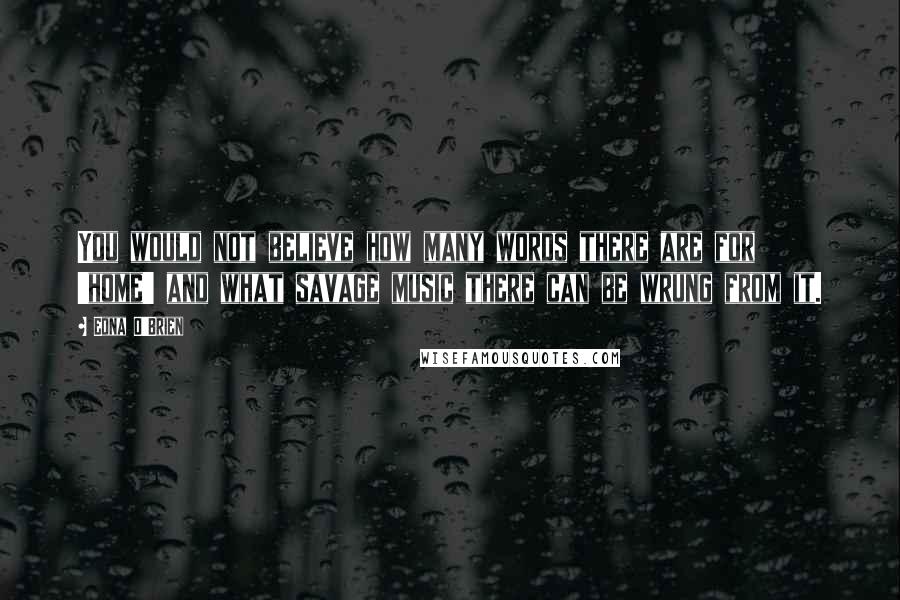 Edna O'Brien Quotes: You would not believe how many words there are for 'home' and what savage music there can be wrung from it.