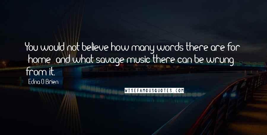 Edna O'Brien Quotes: You would not believe how many words there are for 'home' and what savage music there can be wrung from it.