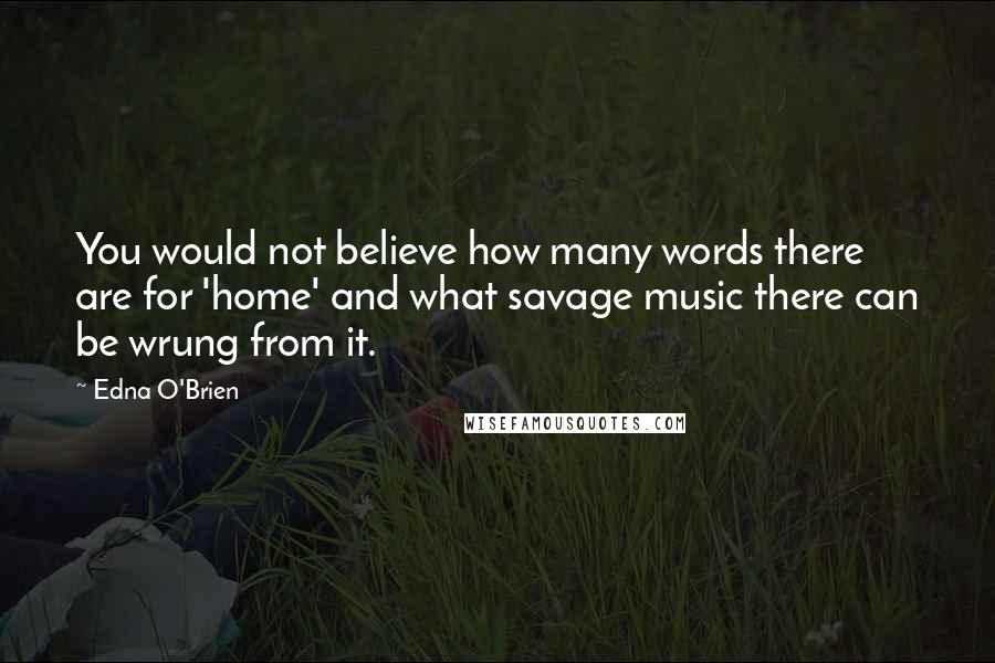 Edna O'Brien Quotes: You would not believe how many words there are for 'home' and what savage music there can be wrung from it.