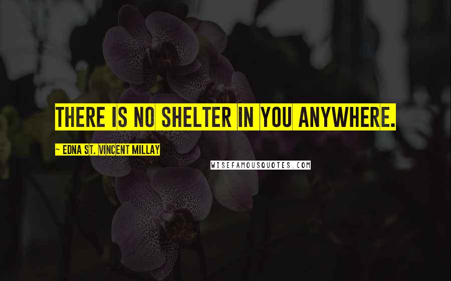 Edna St. Vincent Millay Quotes: There is no shelter in you anywhere.