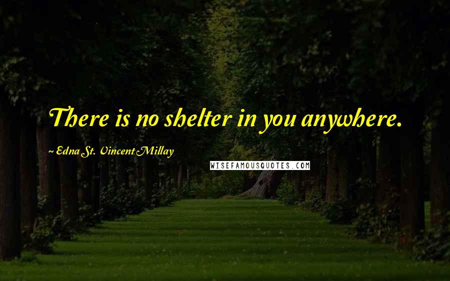 Edna St. Vincent Millay Quotes: There is no shelter in you anywhere.