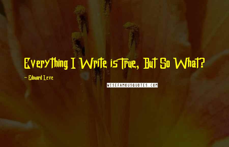 Edouard Leve Quotes: Everything I Write is True, But So What?