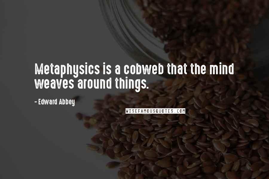 Edward Abbey Quotes: Metaphysics is a cobweb that the mind weaves around things.