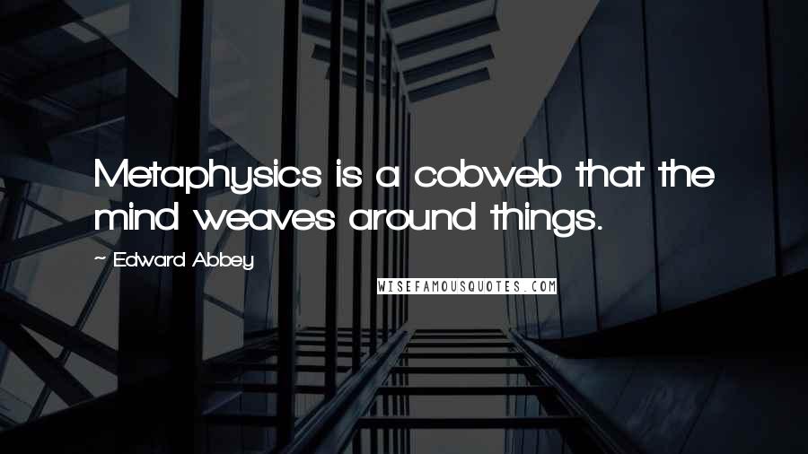 Edward Abbey Quotes: Metaphysics is a cobweb that the mind weaves around things.