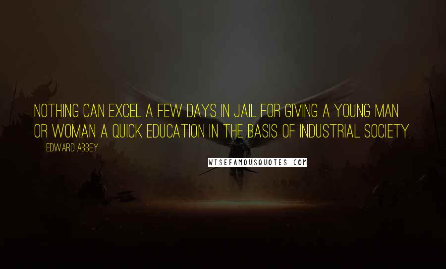 Edward Abbey Quotes: Nothing can excel a few days in jail for giving a young man or woman a quick education in the basis of industrial society.