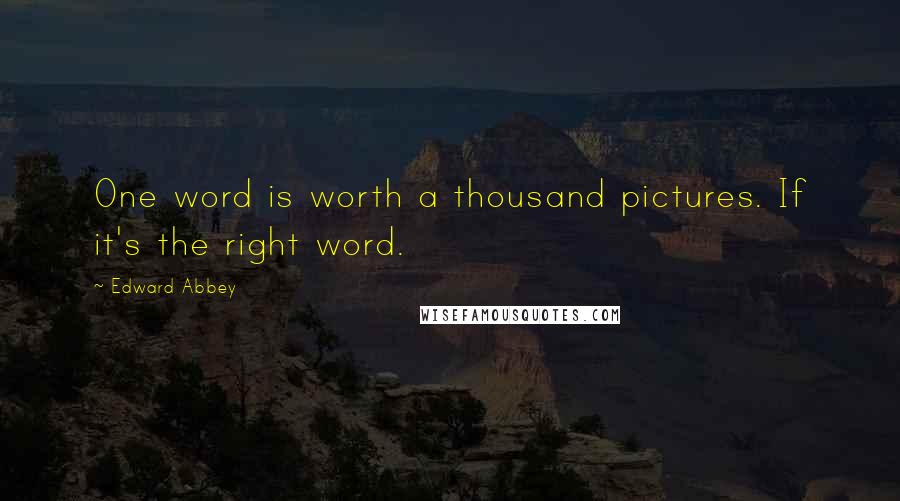 Edward Abbey Quotes: One word is worth a thousand pictures. If it's the right word.