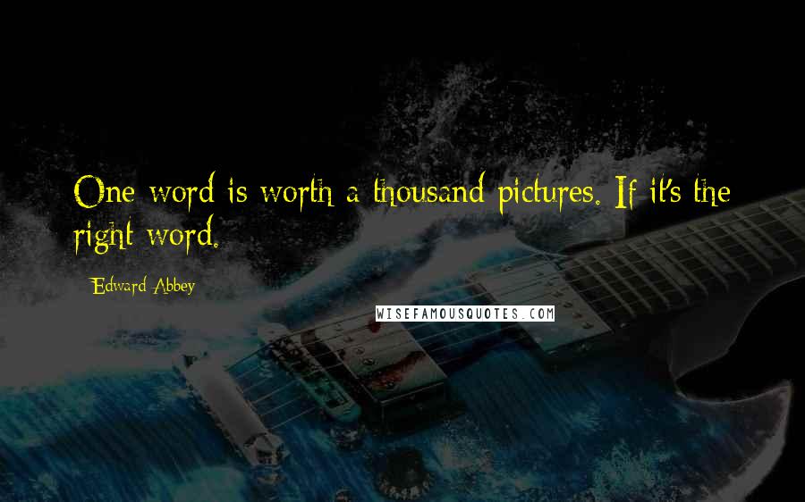 Edward Abbey Quotes: One word is worth a thousand pictures. If it's the right word.