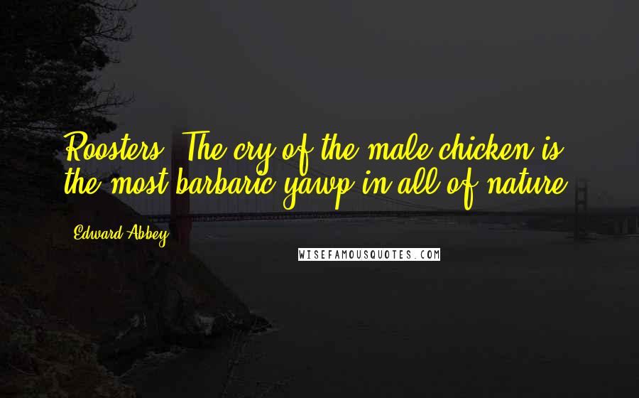 Edward Abbey Quotes: Roosters: The cry of the male chicken is the most barbaric yawp in all of nature.