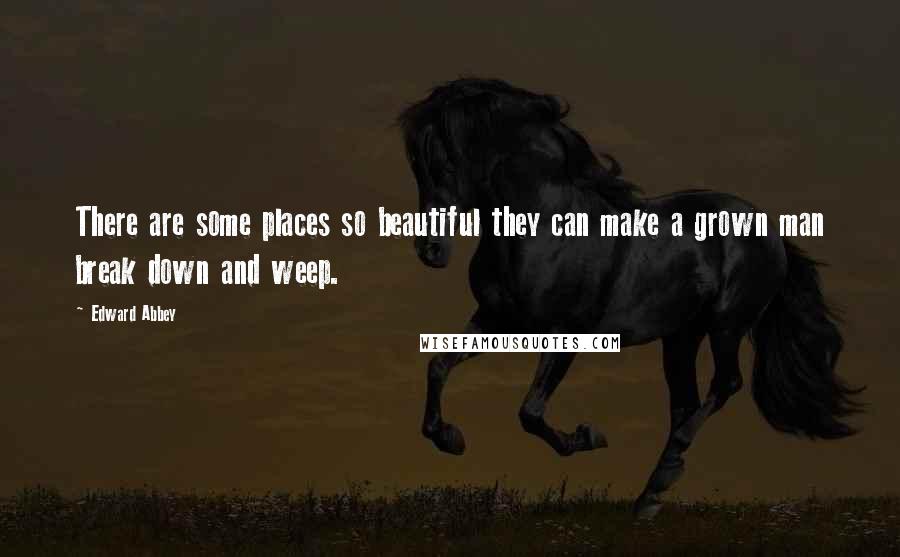 Edward Abbey Quotes: There are some places so beautiful they can make a grown man break down and weep.