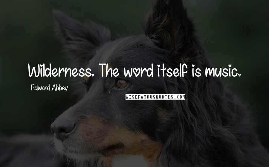 Edward Abbey Quotes: Wilderness. The word itself is music.