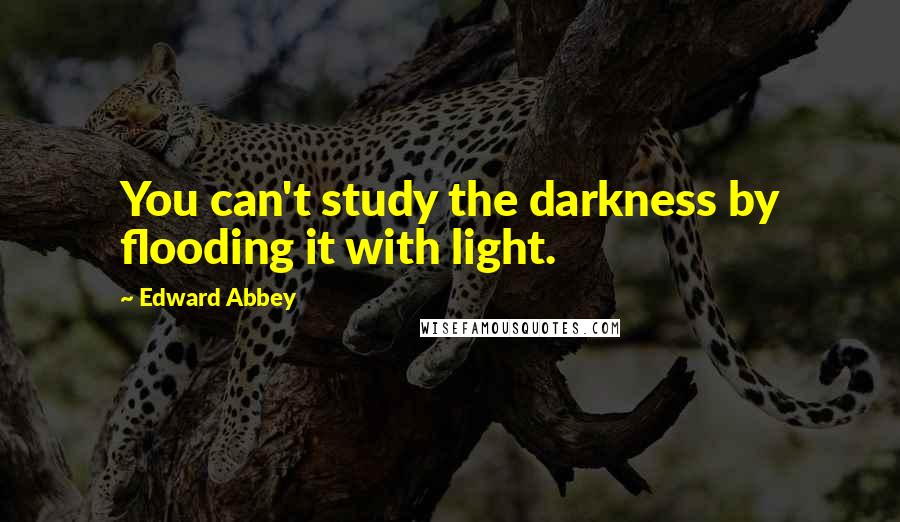 Edward Abbey Quotes: You can't study the darkness by flooding it with light.