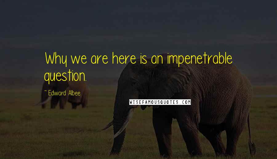 Edward Albee Quotes: Why we are here is an impenetrable question.