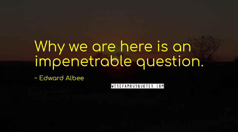 Edward Albee Quotes: Why we are here is an impenetrable question.