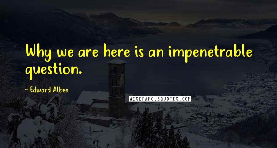 Edward Albee Quotes: Why we are here is an impenetrable question.