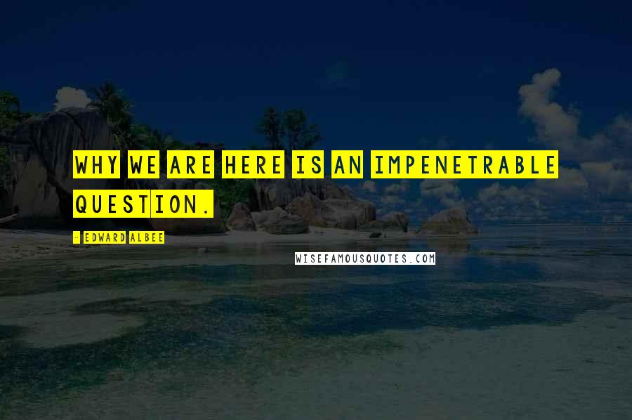 Edward Albee Quotes: Why we are here is an impenetrable question.