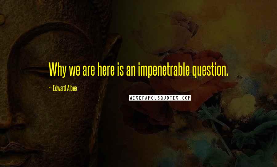 Edward Albee Quotes: Why we are here is an impenetrable question.