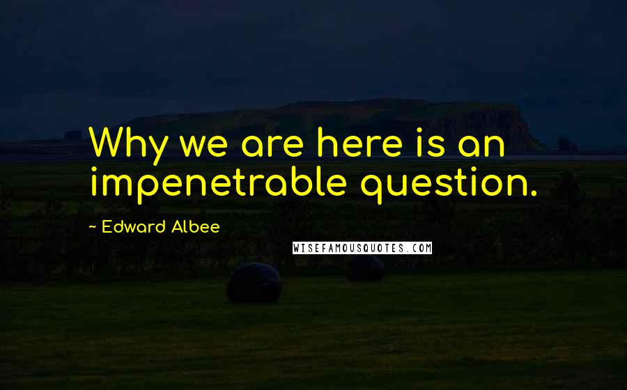 Edward Albee Quotes: Why we are here is an impenetrable question.