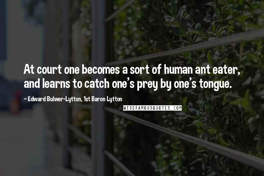 Edward Bulwer-Lytton, 1st Baron Lytton Quotes: At court one becomes a sort of human ant eater, and learns to catch one's prey by one's tongue.