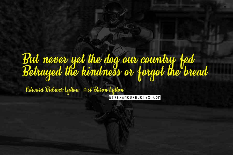 Edward Bulwer-Lytton, 1st Baron Lytton Quotes: But never yet the dog our country fed, Betrayed the kindness or forgot the bread.