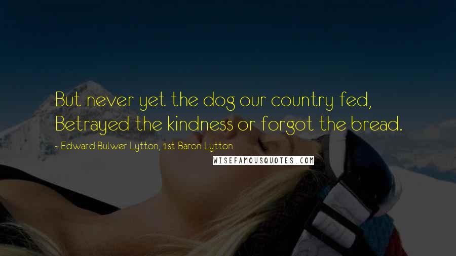 Edward Bulwer-Lytton, 1st Baron Lytton Quotes: But never yet the dog our country fed, Betrayed the kindness or forgot the bread.