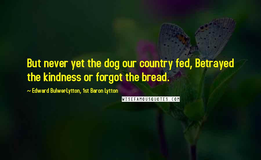 Edward Bulwer-Lytton, 1st Baron Lytton Quotes: But never yet the dog our country fed, Betrayed the kindness or forgot the bread.