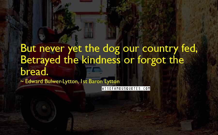 Edward Bulwer-Lytton, 1st Baron Lytton Quotes: But never yet the dog our country fed, Betrayed the kindness or forgot the bread.