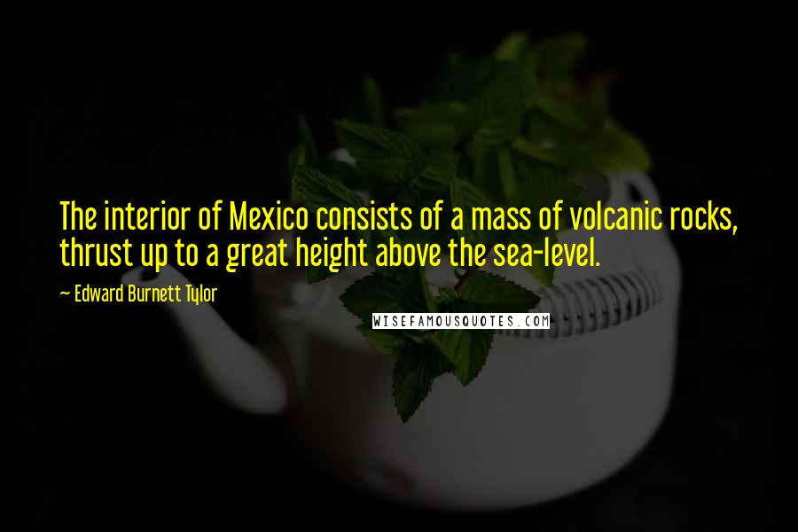 Edward Burnett Tylor Quotes: The interior of Mexico consists of a mass of volcanic rocks, thrust up to a great height above the sea-level.