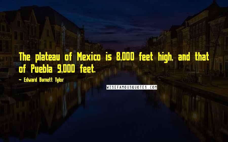 Edward Burnett Tylor Quotes: The plateau of Mexico is 8,000 feet high, and that of Puebla 9,000 feet.