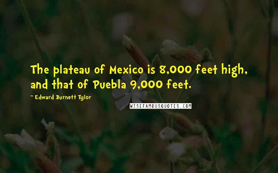 Edward Burnett Tylor Quotes: The plateau of Mexico is 8,000 feet high, and that of Puebla 9,000 feet.