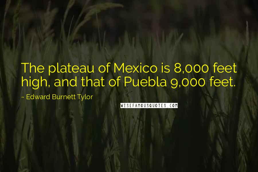 Edward Burnett Tylor Quotes: The plateau of Mexico is 8,000 feet high, and that of Puebla 9,000 feet.