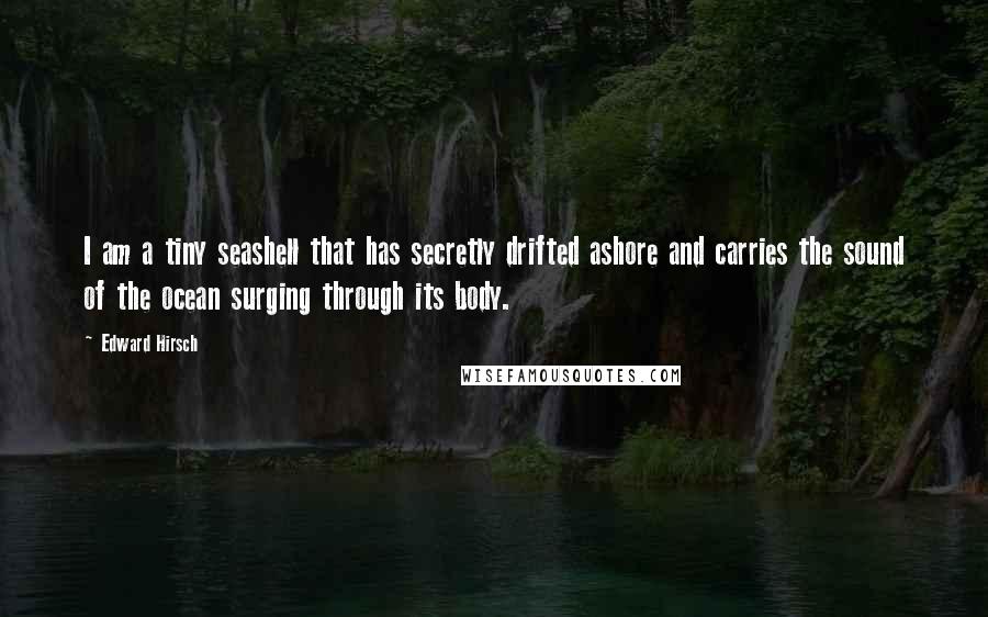 Edward Hirsch Quotes: I am a tiny seashell that has secretly drifted ashore and carries the sound of the ocean surging through its body.