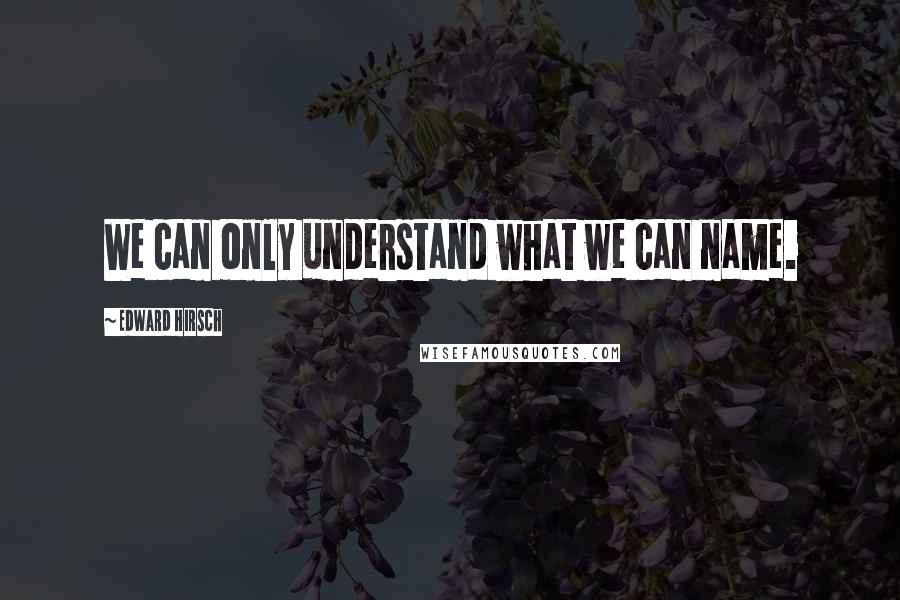 Edward Hirsch Quotes: We can only understand what we can name.