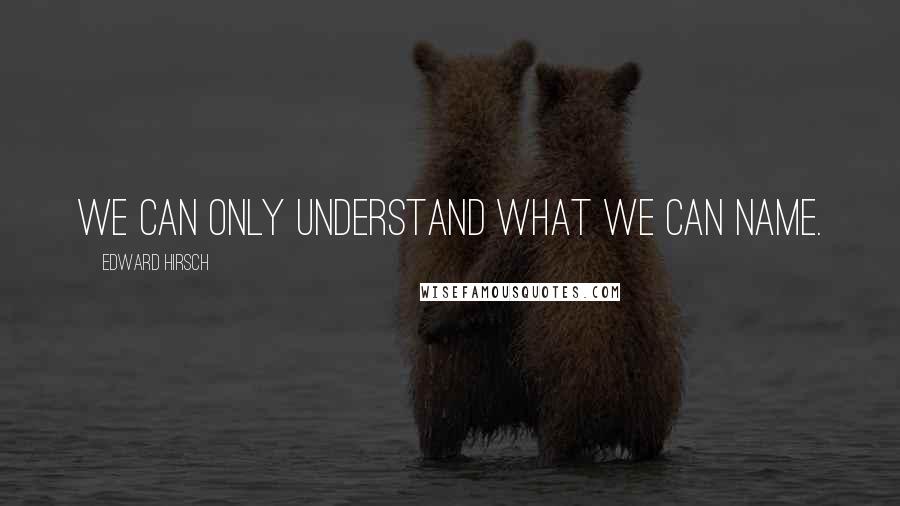 Edward Hirsch Quotes: We can only understand what we can name.