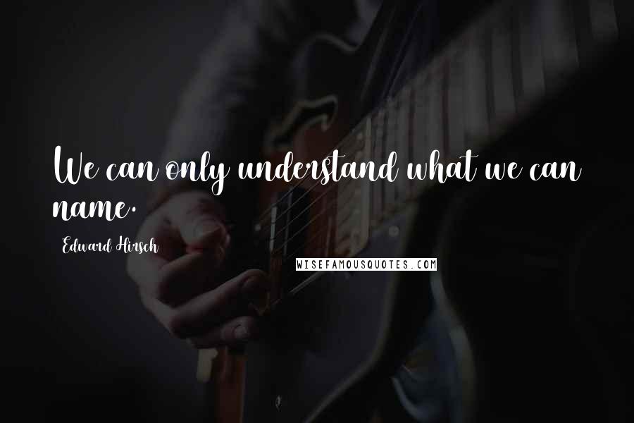 Edward Hirsch Quotes: We can only understand what we can name.