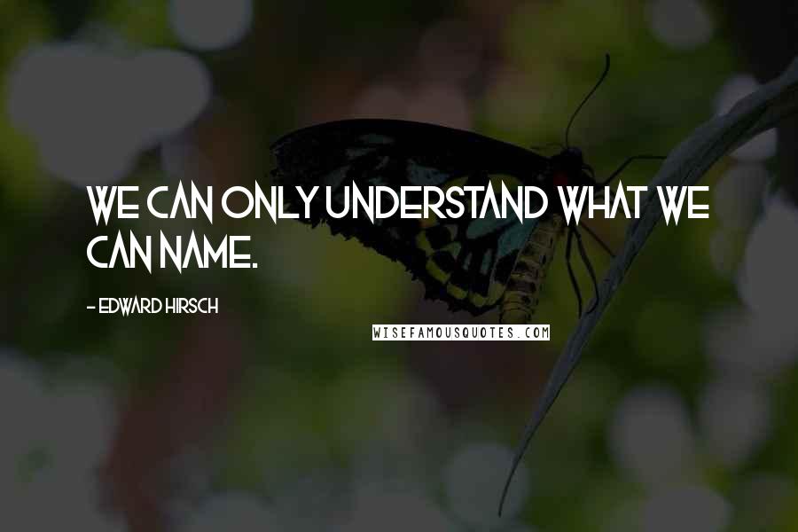 Edward Hirsch Quotes: We can only understand what we can name.