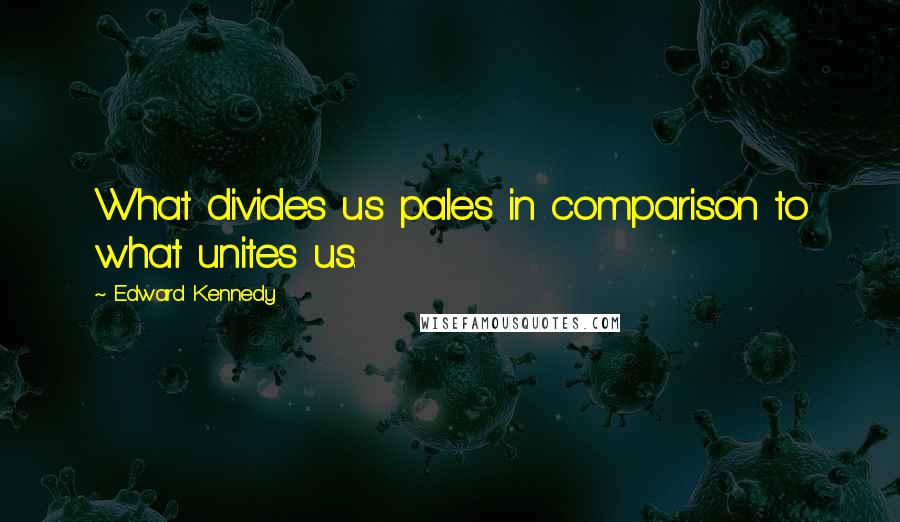 Edward Kennedy Quotes: What divides us pales in comparison to what unites us.