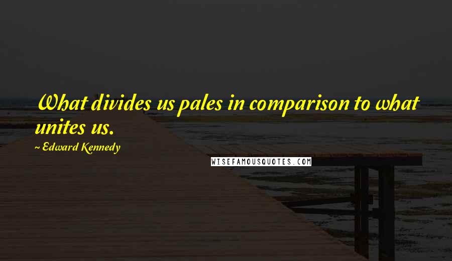 Edward Kennedy Quotes: What divides us pales in comparison to what unites us.