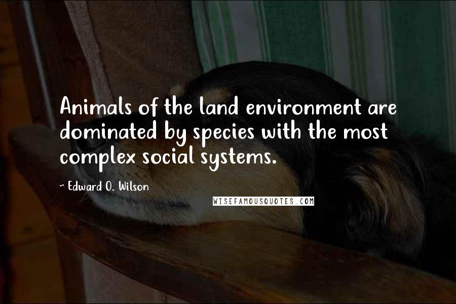 Edward O. Wilson Quotes: Animals of the land environment are dominated by species with the most complex social systems.