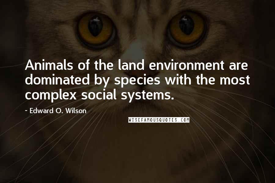 Edward O. Wilson Quotes: Animals of the land environment are dominated by species with the most complex social systems.