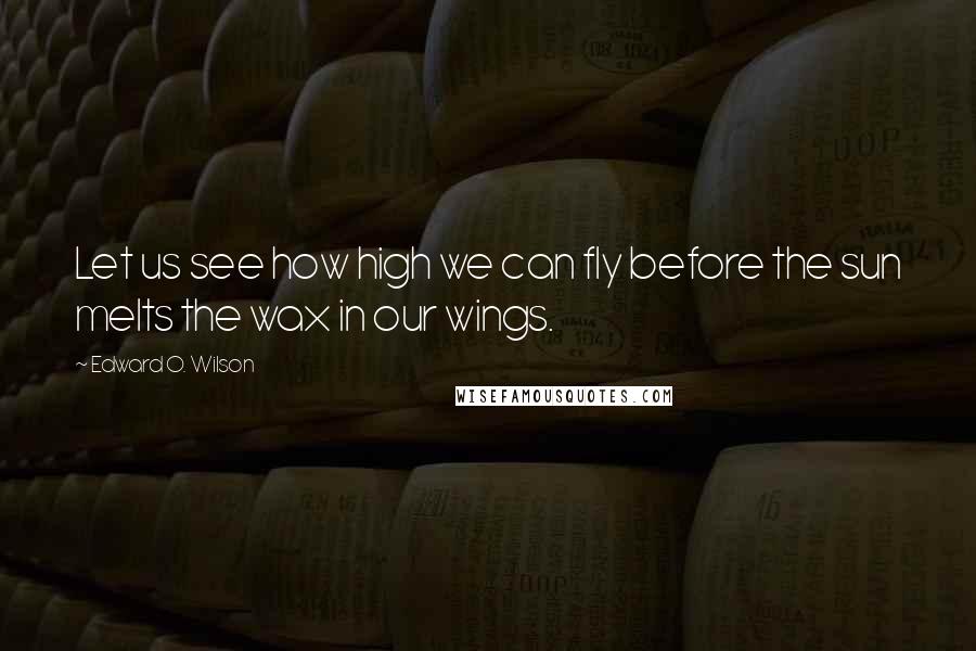 Edward O. Wilson Quotes: Let us see how high we can fly before the sun melts the wax in our wings.